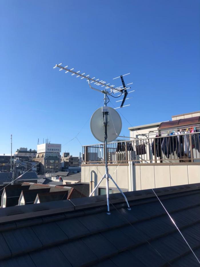 中野区中野|UHFアンテナ+BSアンテナ工事