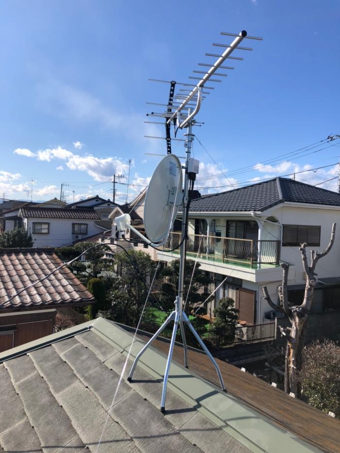 立川市柴崎町|UHFアンテナ+BSアンテナ工事