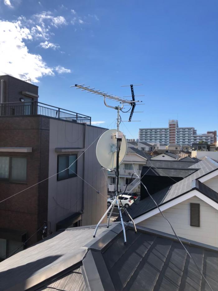荒川区西尾久|UHFアンテナ+BSアンテナ工事