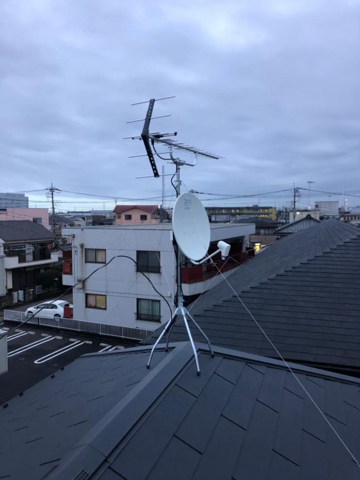 川越市的場|UHFアンテナ+BSアンテナ工事