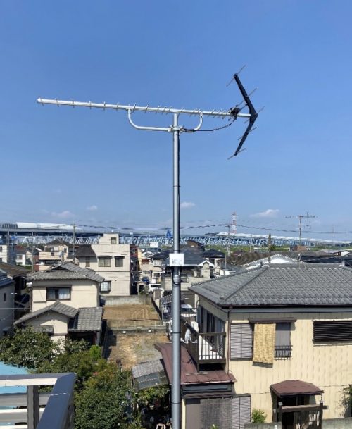 松戸市小山 ヘーベルハウス新築戸建て 地デジ八木アンテナ設置工事 あさひアンテナ