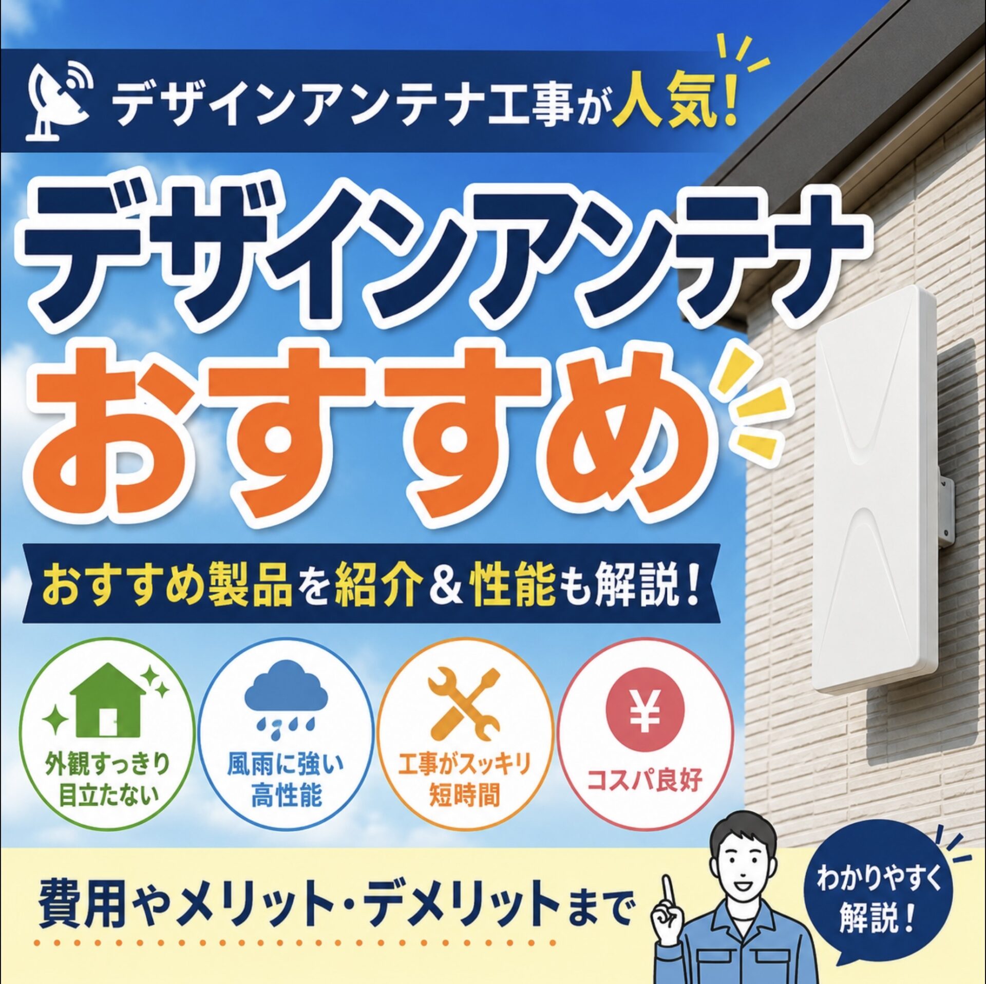 デザインアンテナ工事が人気！おすすめ製品を紹介＆性能も解説！費用や