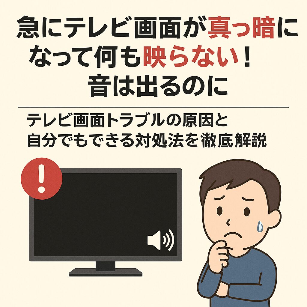 急にテレビ画面が真っ暗になって映らない！音は出るのに…トラブルの