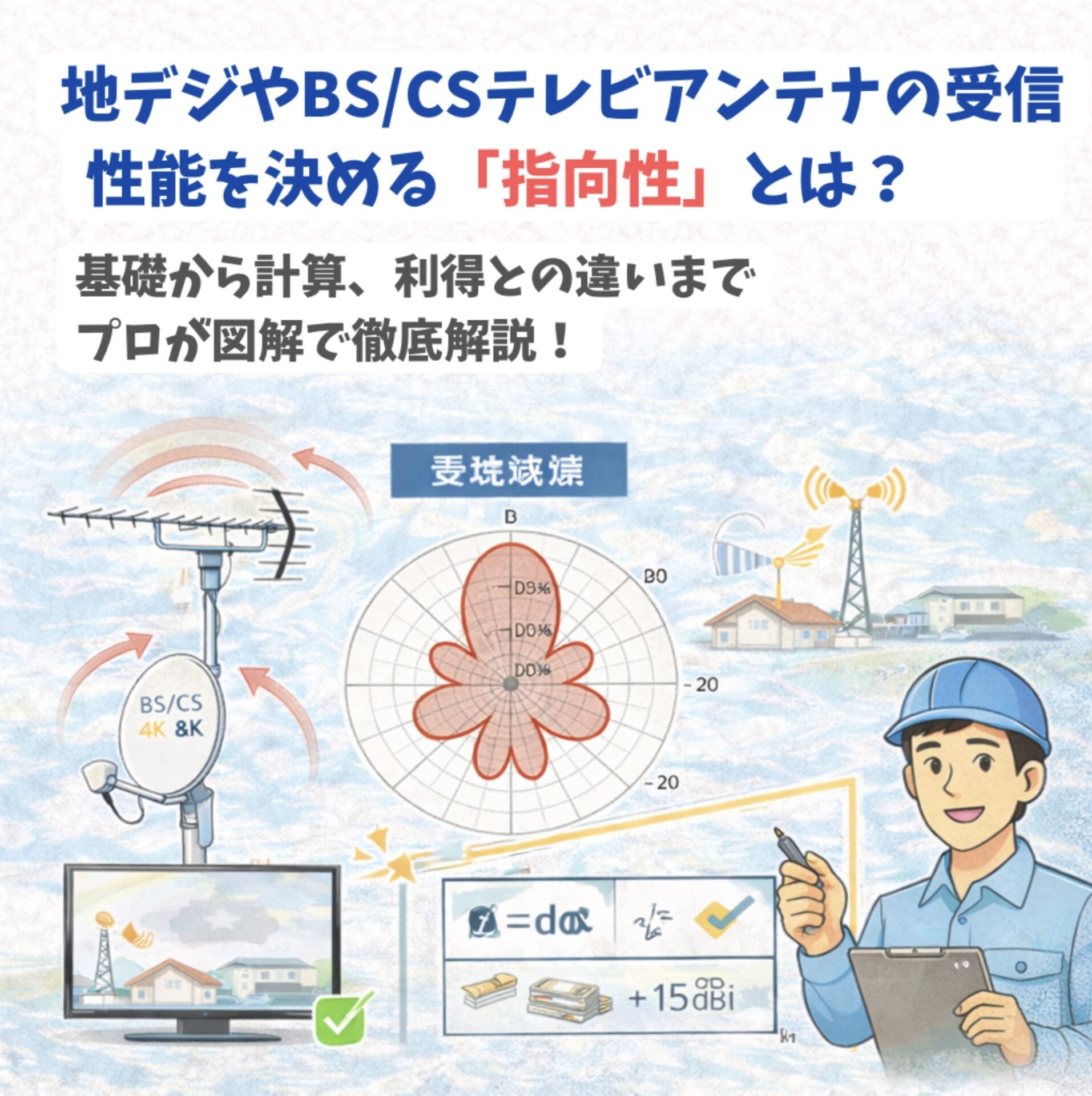 地デジやBS/CSテレビアンテナの受信性能を決める「指向性」とは？基礎 