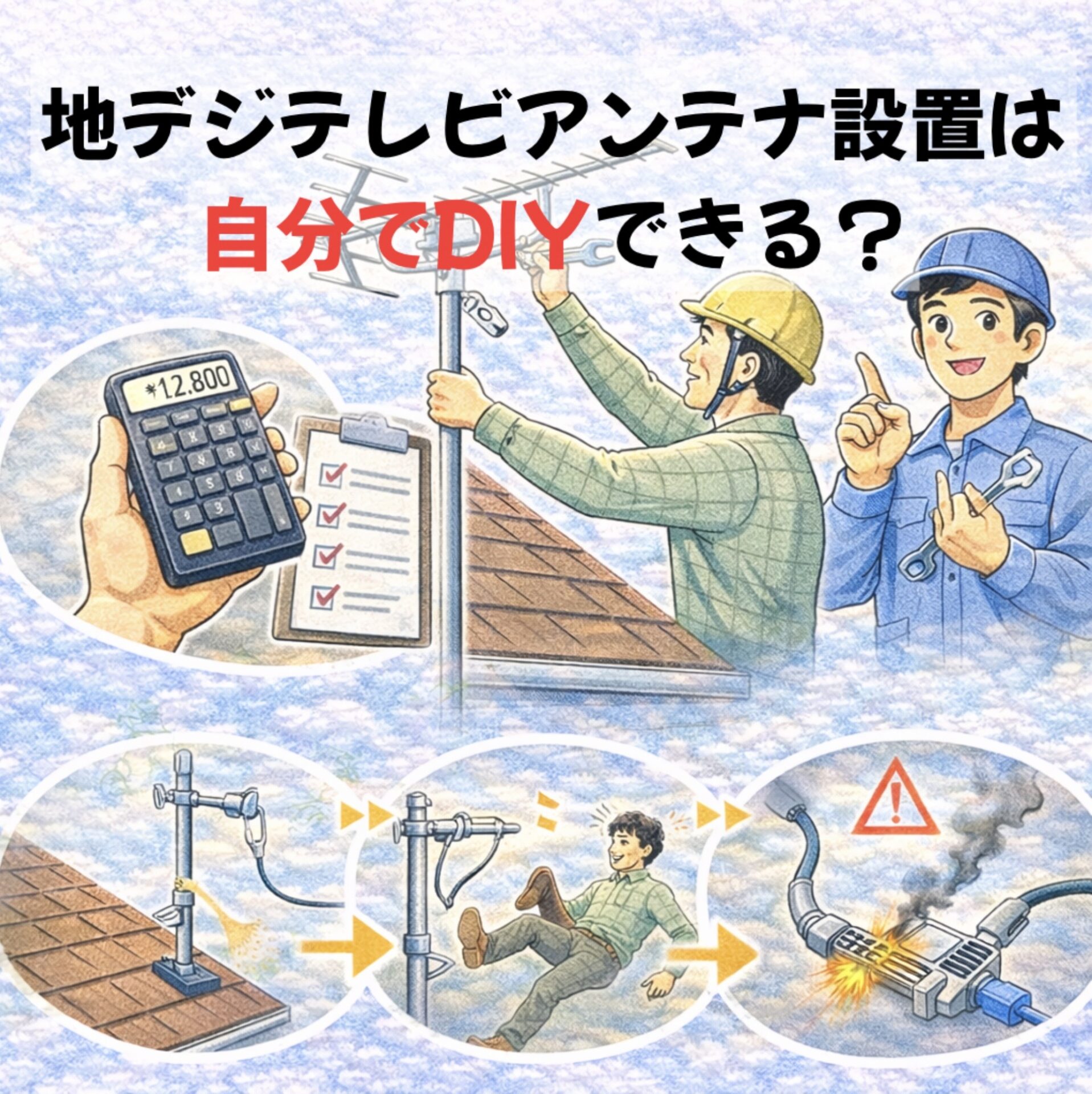 地デジアンテナ取り付け作業 地デジ用アンテナの取り付け方 〜ベランダへの設置編〜 | となりの