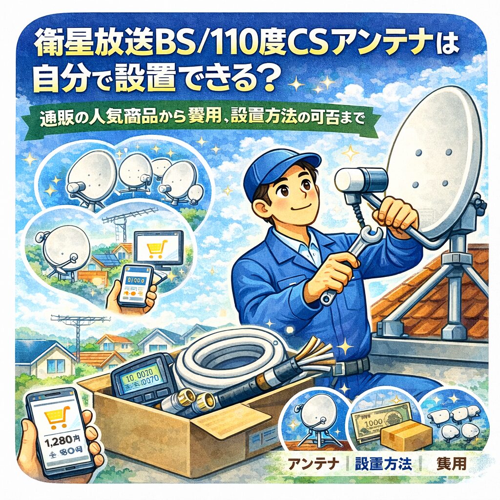 衛星放送BS/110度CSアンテナは自分で設置できる？通販の人気商品から