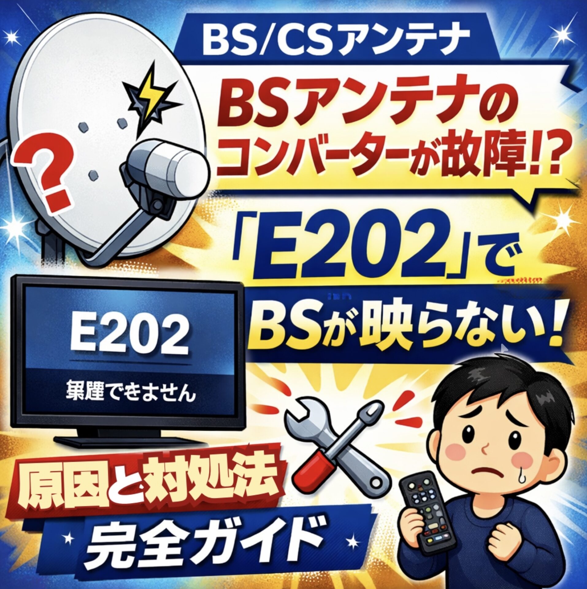 BSが映らない原因とテレビにE202が表示された時の対処法：コンバーター