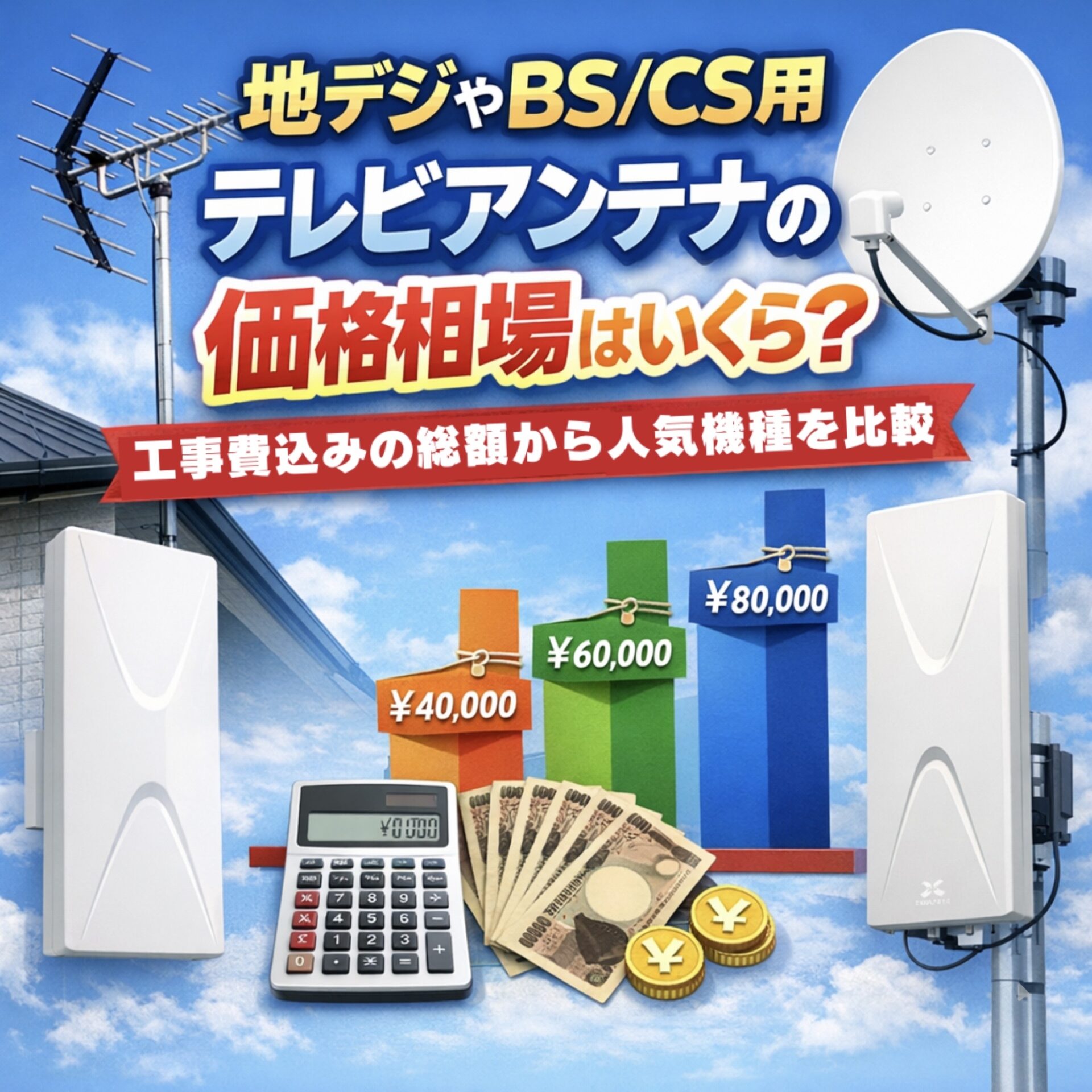 2026年最新】地デジやBS/CS用テレビアンテナの価格相場はいくら？工事 