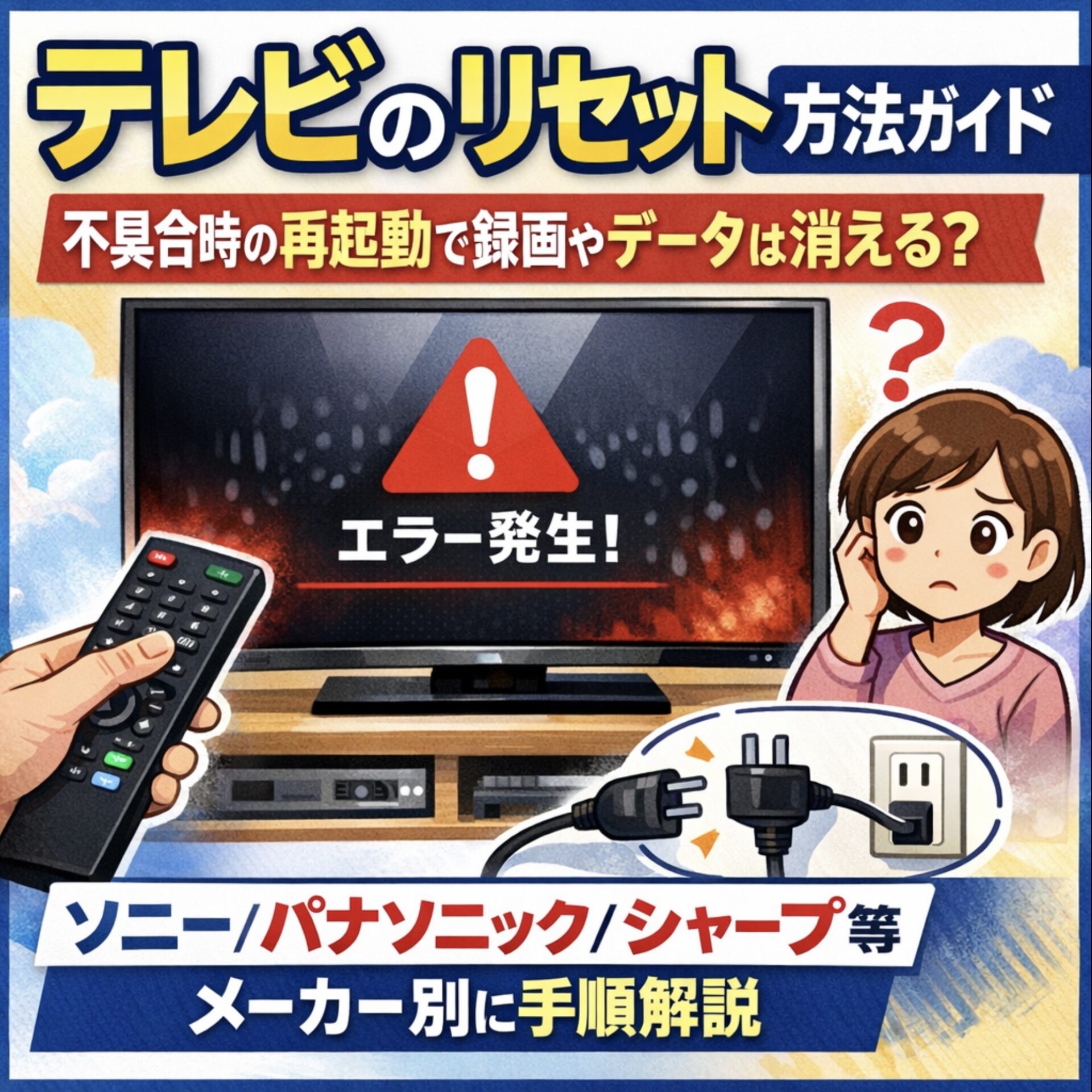 テレビのリセット方法：再起動で録画は消える？ソニー/パナソニック 