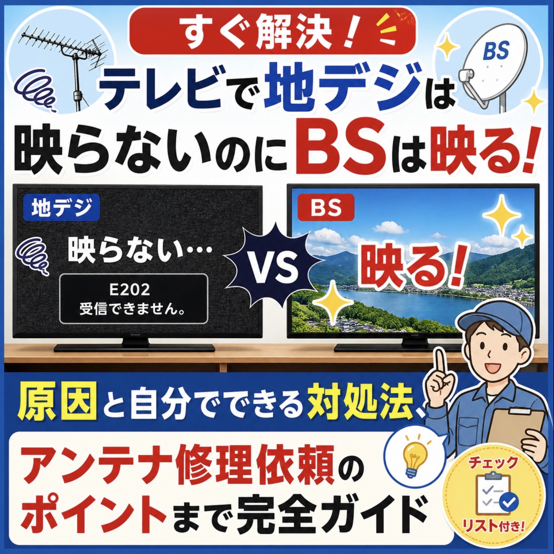 テレビで地デジは映らないのにBSは映る！原因と自分でできる対処法